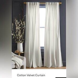 NWT Quince Ivory Velvet 48x108 Curtain Panel